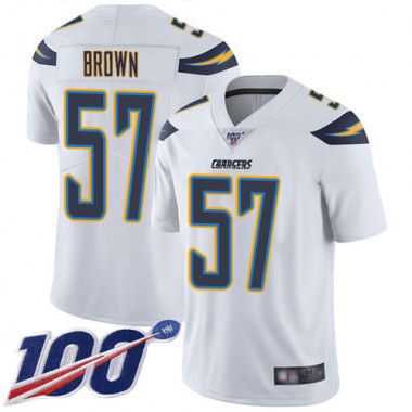 Los Angeles Chargers NFL Football Jatavis Brown White Jersey Youth Limited #57 Road 100th Season Vapor Untouchable